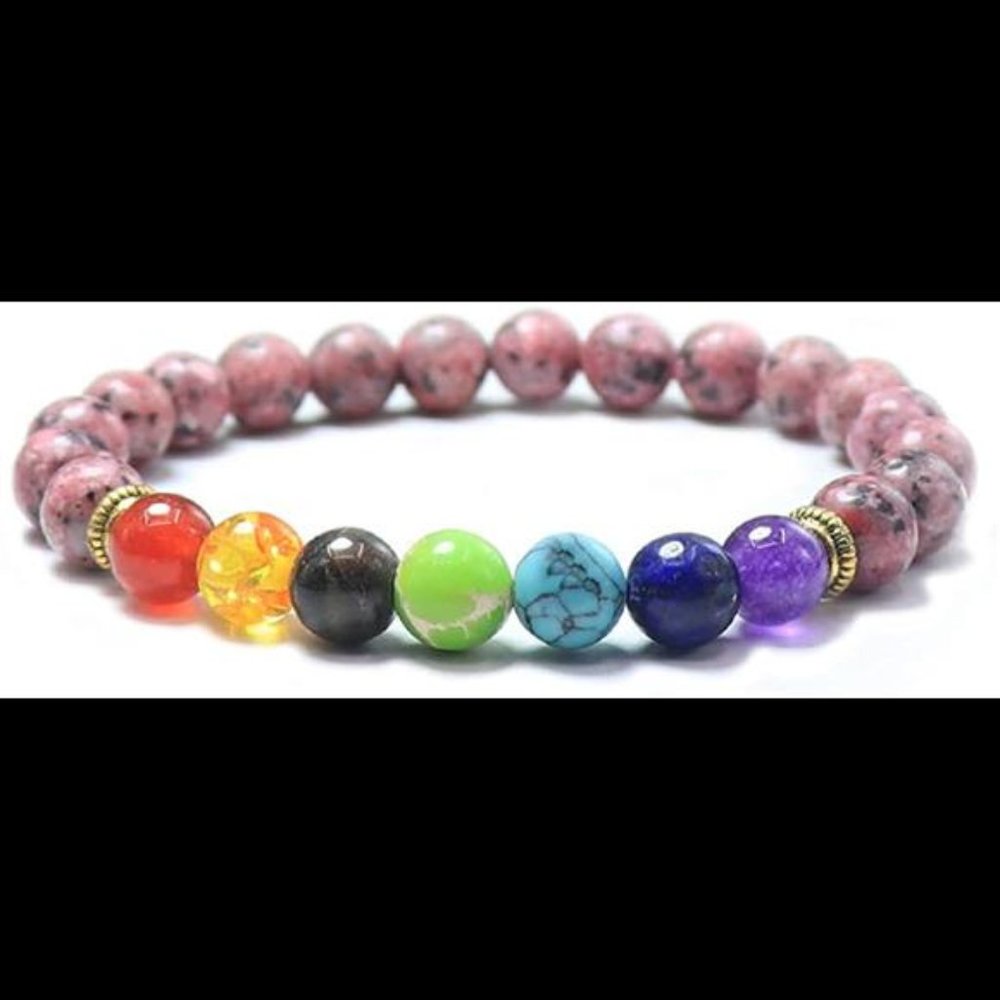 Chakra Stone Bead Bracelets, Yoga Reiki Hematite Healing Crystals Gemstone